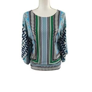 Chicos Size 0 S Kimono Type Sleeve Blouse Top Print Paisley